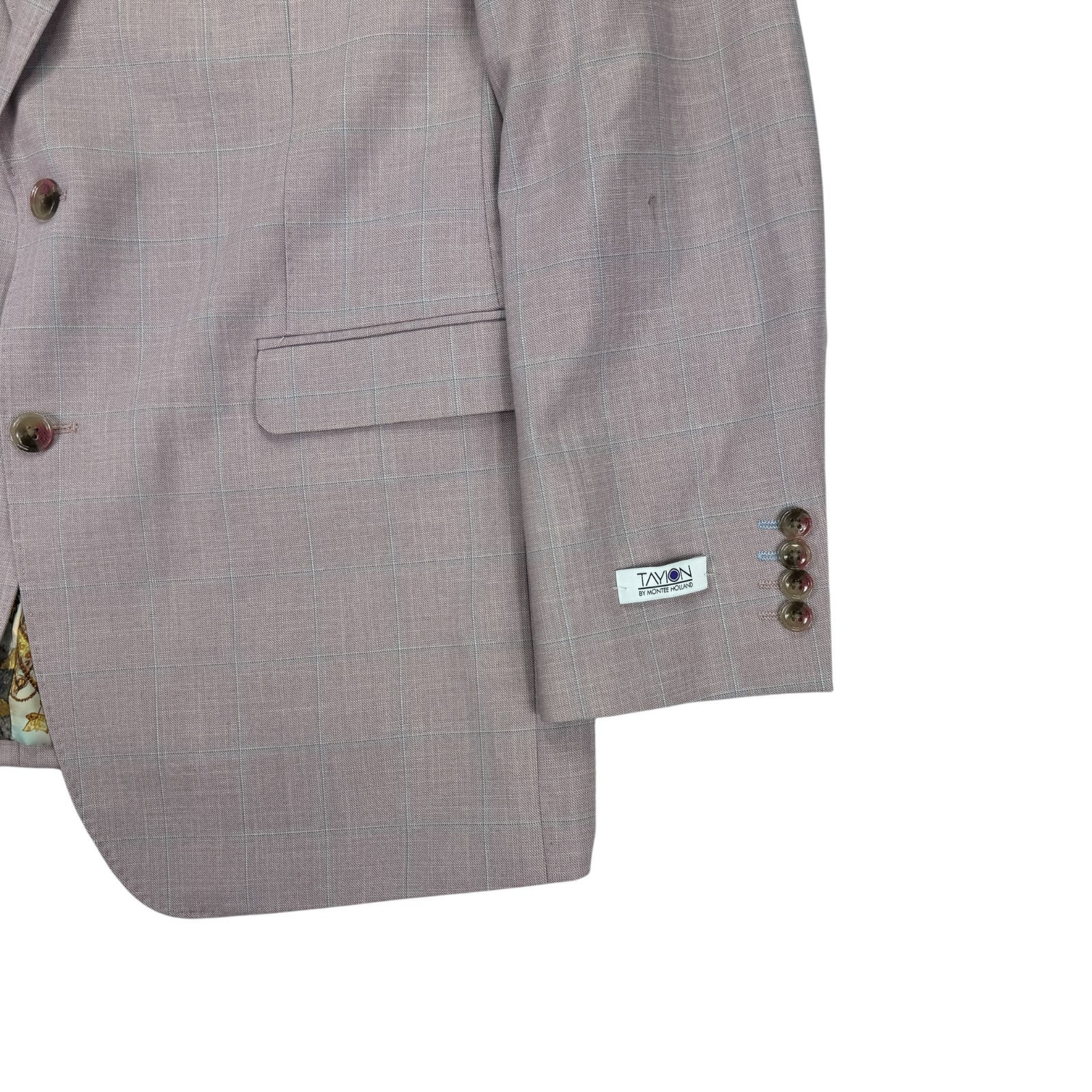 Tayion Mens Agordy Regular Fit Windowpane Suit Jacket Pink Blue 42l — image 3 of 7